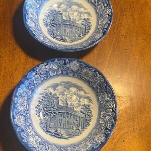 2 Liberty Blue 6 3/8” Coupe Cereal Bowls